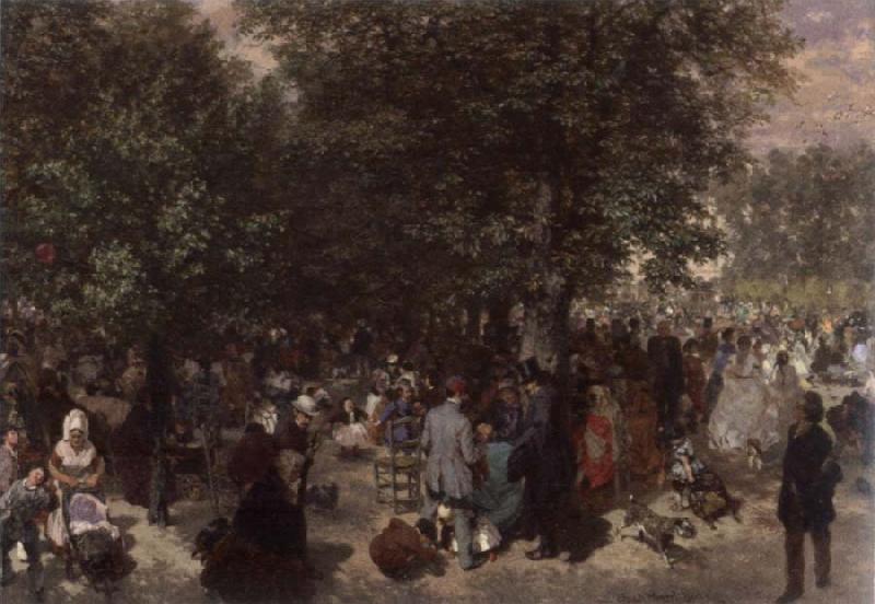 Adolph von Menzel Afternoon in the Tuileries Garden Germany oil painting art
